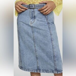Mango Light Blue Denim Midi Skirt